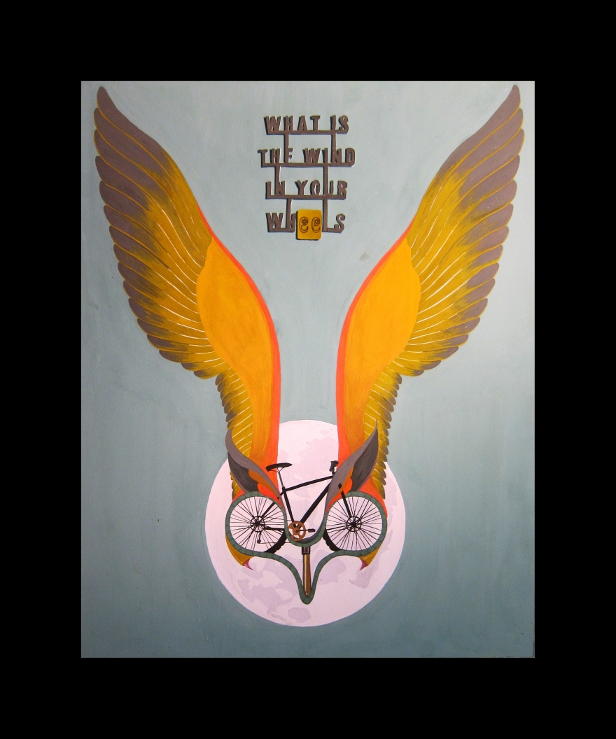 Fate Malek, What is the Wind in Your Wheels, Guache on Paper, 11by14in